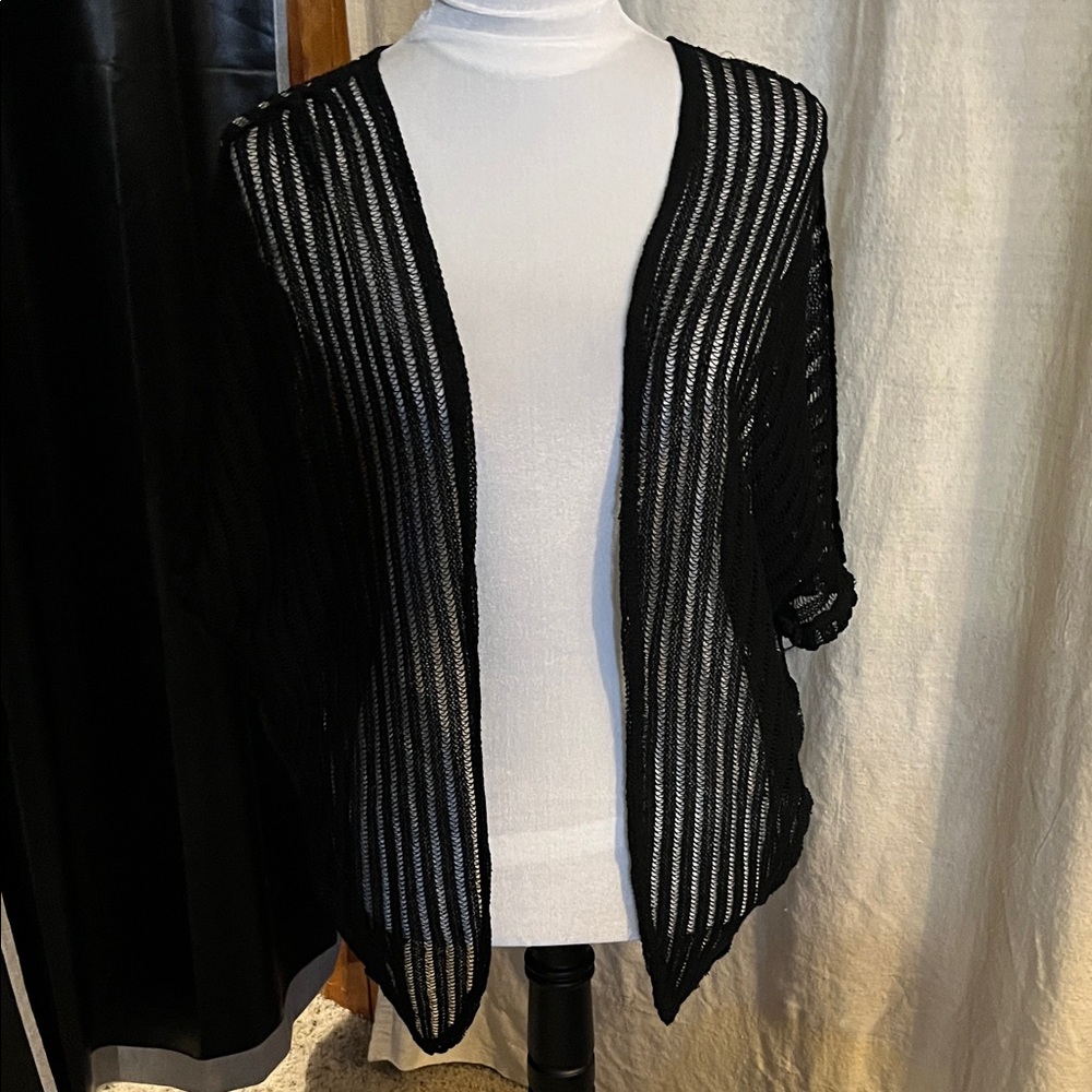 Chic Black Open-Front Cardigan